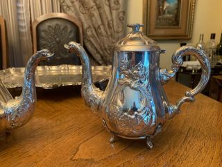 GORGEOUS HEAVY SPANISH MARKED STERLING SILVER 925 TEA & COFFEE SET. 3