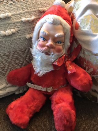Vintage Rubber Face Plush Santa Claus Wind Up Musical.