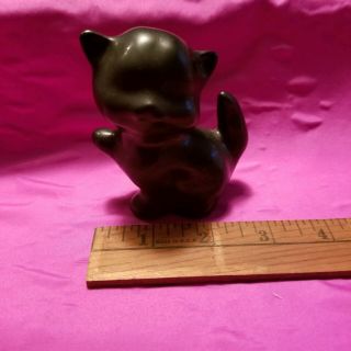 Vintage Van Briggle Pottery Cat Figurine Matt Black Glaze.  Fully Signed.