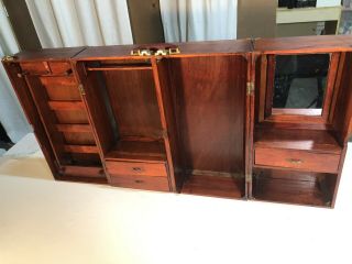 Wooden Vintage Doll Wardrobe Folding Trunk With Murphy Bed.  American Girl