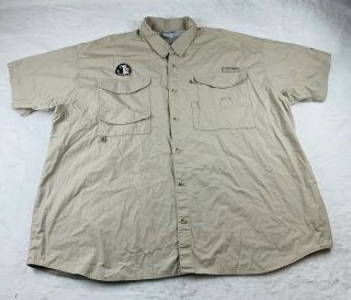 Columbia Pfg Florida State Seminoles Fishing Short Sleeve Shirt Mens Size 3xl