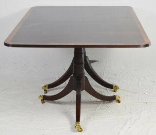 Stickley Banded Mahogany Duncan Phyfe Dining Table Williamsburg Style 3 leaves 2