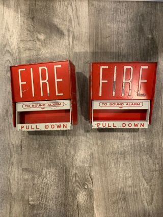 Two Vintage Fire Lite Bg - 6 Fire Alarm Pull Station