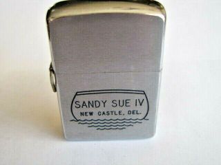 Sandy Sue Iv Castle,  Delaware 1962 Zippo Brushed Chrome Lighter Unfired