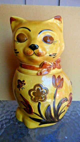 Los Angeles Potteries Pottery Cat Cookie Jar Large Ceramic Vintage 1993 Rare