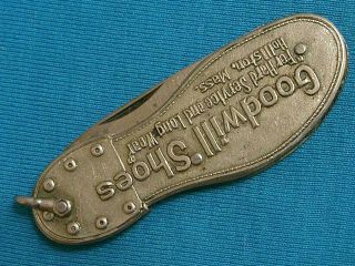 Antique Lunawerk Germany Figural Goodwill Shoes Pocket Watch Fob Knife Vintage