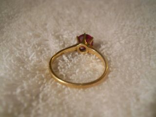 Estate Vintage 14k Yellow Gold Round Red Ruby Ring Size 6 3