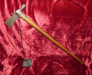 Authentic Crow Indian Pipe Tomahawk Forged Gun Barrel Head Extra Long Haft 1700s
