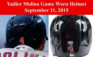 Yadier Molina Photo Matched Game Worn Batting Helmet - St.  Louis Cardinals 3