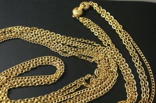 Vintage Signed Monet Long Gold Tone Multi Strand Necklace 54 "