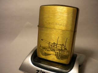 1995 Brass Zippo Unfired With Miliary Tank Engraved On Front