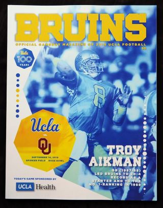 2019 Ucla Bruins Vs Oklahoma Sooners Football Program.  Troy Aikman Cover.