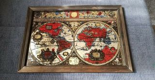 A And Accvrat Map Of The World Vintage Collectable Mirror