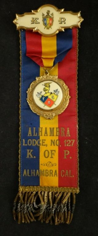 Vintage Knights Of Pythias Ribbon Badge – No.  127,  Alhambra Ca.