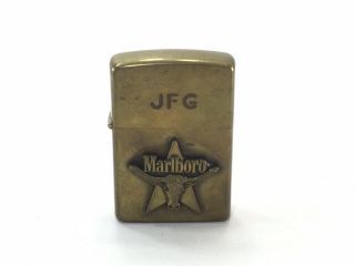 Vintage Zippo Solid Brass Marlboro Longhorn Bull And Star Lighter Initials