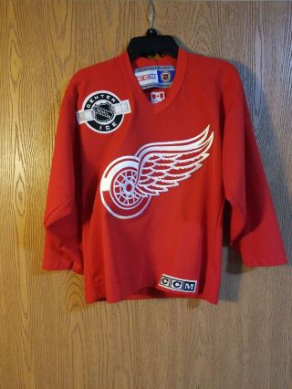 Vintage Ccm Detroit Red Wings Center Ice Blank Back Jersey Youth S/m Euc