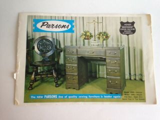 Vintage J.  T.  Parsons Cabinet/sewing Company Brochure Literature Mid Century