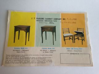 Vintage J.  T.  Parsons Cabinet/Sewing Company Brochure Literature Mid Century 2