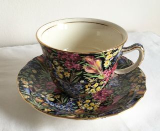 Vintage Art Deco Royal Winton “Crocus” Chintz Flowers Tea Cup And Saucer 2