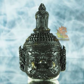 Thai Amulet Pendant Thao Wessuwan Giant Kuvera Mask Brass,  Black Surfac V.  Phrom99