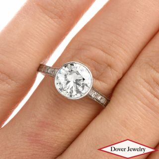 Antique Egl 2.  26ct Art Deco Diamond Platinum Engagement Ring 3.  5 Grams Nr