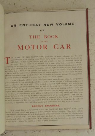Vintage Salesman Specimen The Book Of The Motor Car Vol Iv 1920 H/b Maintenance