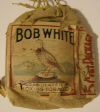 Early Bob White Smoking Tobacco Pouch Not Tin RARE 2