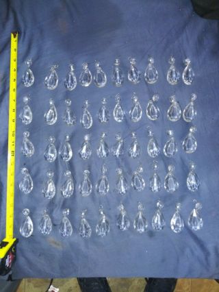 50 Large 2.  5 " Vintage Teardrop Crystal Glass Prisms From Chandelier -