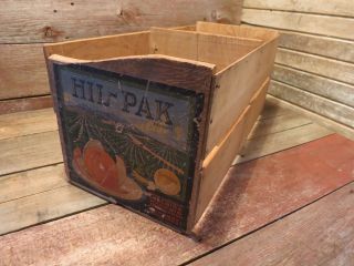 Vintage Antique Sunkist Hil - Pak California Wood Wooden Fruit Crate Box - Decor