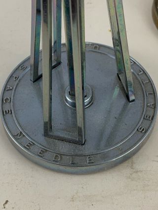 2 Vintage Figural Table Lighters - SEATLE SPACE NEEDLE - Chrome & Bronze Finish 3