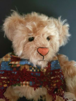 " Dashal " - 12 " Vintage Handmade Beige Mohair Teddy Bear By Artist Phyllis Koob