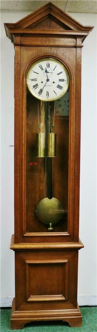 Very Rare Antique Oak Weight Driven Longcase Precision Regulator Master Clock