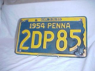 Antique 1954 Penna Pennsylvania Pa License Plate 2dp85