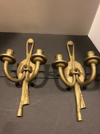 Vintage/antique Victorian Style Pair - Matching Bronze Candle Holder Wall Sconces