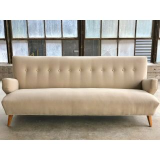 Jens Risom For Knoll Sofa Mid Century Modern Danish Couch Beige White