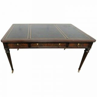 Very Rare Flame Mahogany French Louis Xvi Leather Top Writing Desk Table C1900