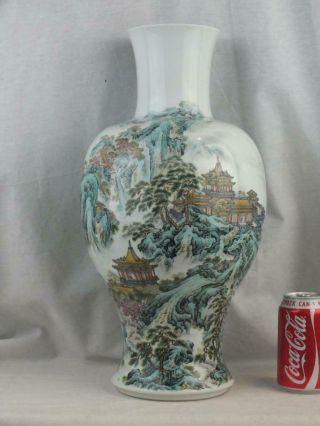 Fine Large 16.  75 " 20th C Chinese Porcelain Figures In A Landscape Vase - Marked