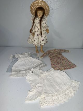 Vtg Robert Raikes Wood Doll Jointed 8.  5 " 4 Dresses - Jointed Elbows/knees/wrists