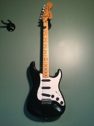 Vintage 1977 American Fender Stratocaster Usa Strat Black Big Headstock W/ Ohsc