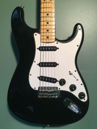 Vintage 1977 American Fender Stratocaster USA Strat Black Big Headstock W/ OHSC 2