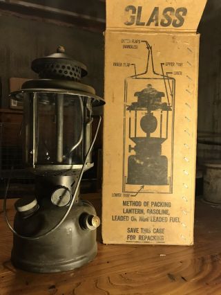 Vintage 1980 Coleman U.  S.  Military Gasoline Lantern Army Green W/original Box