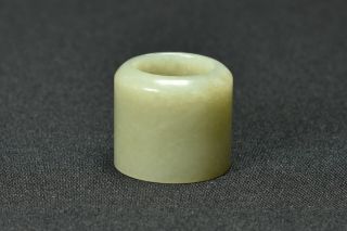Chinese Jade Agate Nephrite Celadon Archers Thumb Ring Russet Carved