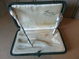 Lovely French Antique Solid Silver Part Sewing Kit Needle Case