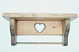 Vintage Handmade Wooden Wall Shelf With Heart