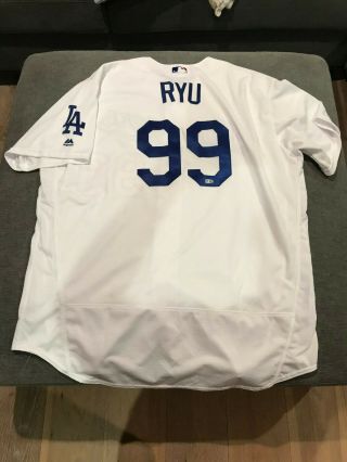 HYUN JIN RYU GAME WORN DODGERS 2016 HOME JERSEY MLB AUTHENTICATED HOLO 2