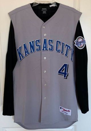 Kansas City Royals ANGEL BERROA 4 Majestic Team - Issued Gray Jersey (Size 44) 2