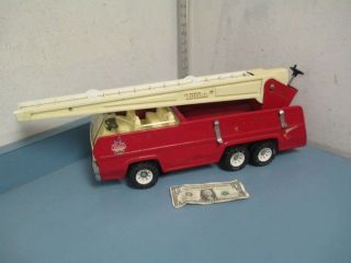 Vintage Red Metal Pressed Steel Tonka Xr - 101 Fire Engine Truck With Ladder