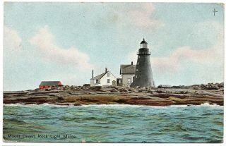 Mount Desert Rock Light Maine Vintage Postcard H.  C.  Leighton Germany 28067