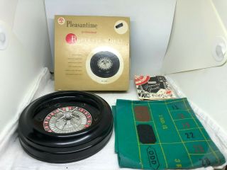 Vintage Pleasantime Professional Roulette Wheel W/ Box Felt Ball Instructions