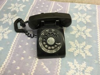 Vintage 1960s Black Rotary Dial Desk Phone Telephone Cd 500